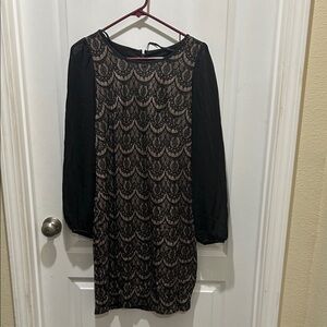 DR Collection Black and Tan Long Sleeve Dress